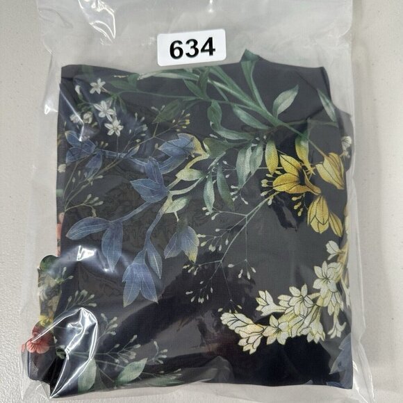 Chicos Chiffon Floral Ruffle Sleeve Sheer Blouse Size XL Black Boho - Picture 11 of 11